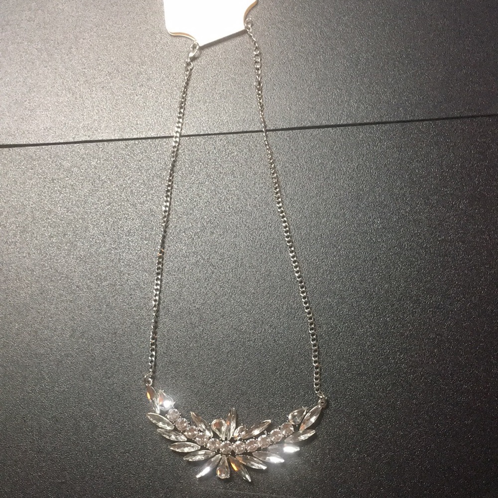 Silver Tone Large Rhinestone Necklace - Picture 3 of 4